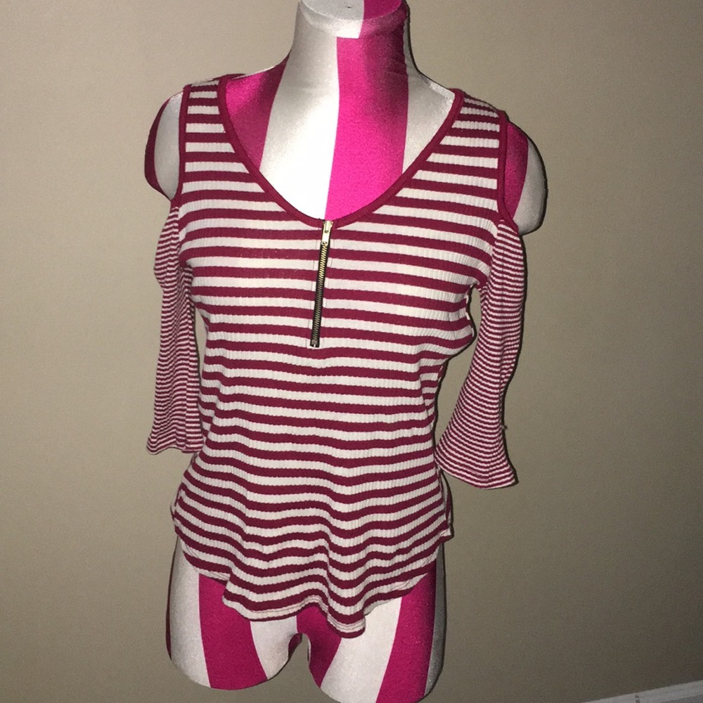 NWT Red Nautical Stripes with Cold Shoulders